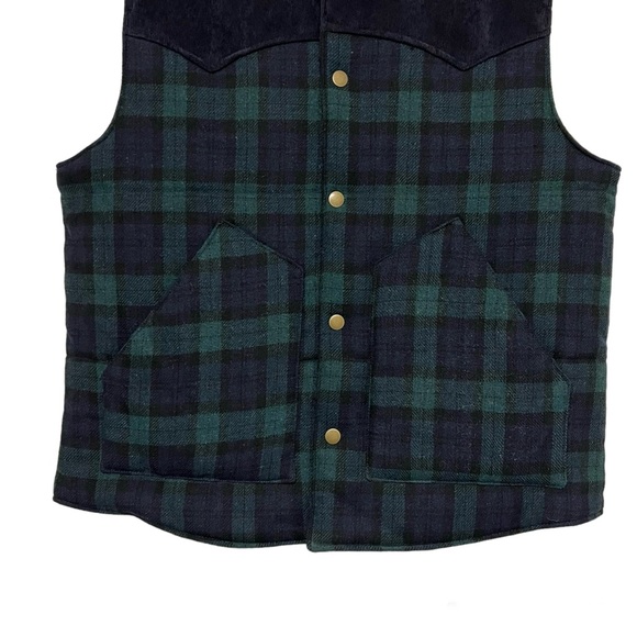 Salt Valley Western Corduroy Puffer Vest Snap Front Tartan Plaid Men's Sz S - Picture 4 of 10